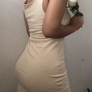 Cream short bodycon dress